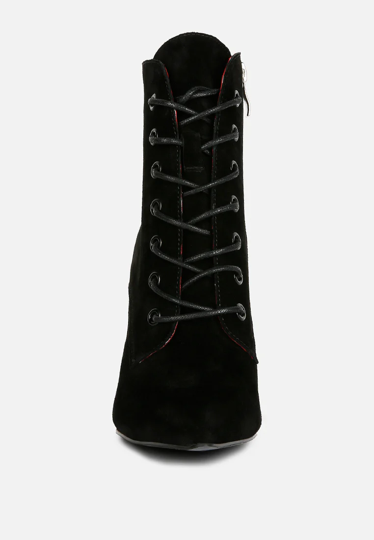 SULFUR Black Suede Leather Stiletto Ankle Boot - Image 3