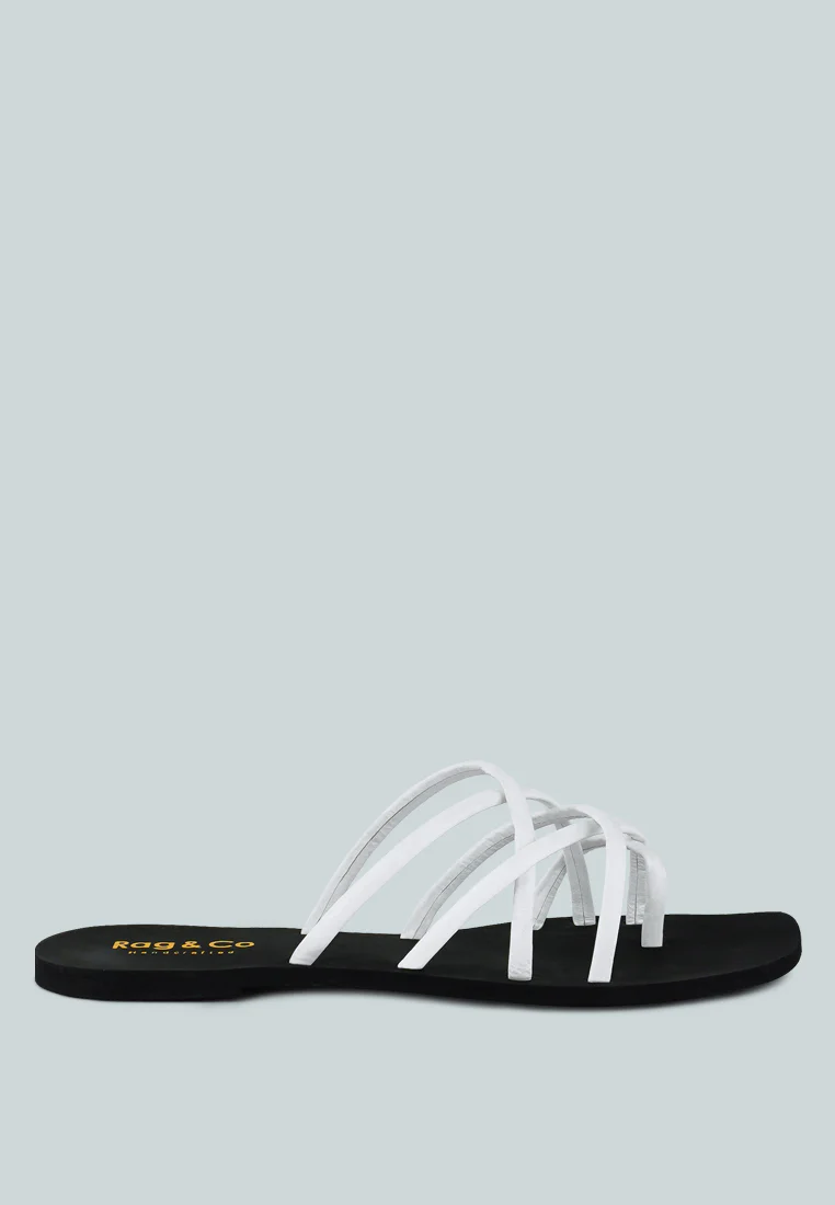 SWEETIN White Strappy Flat Slip On Sandals - Image 3
