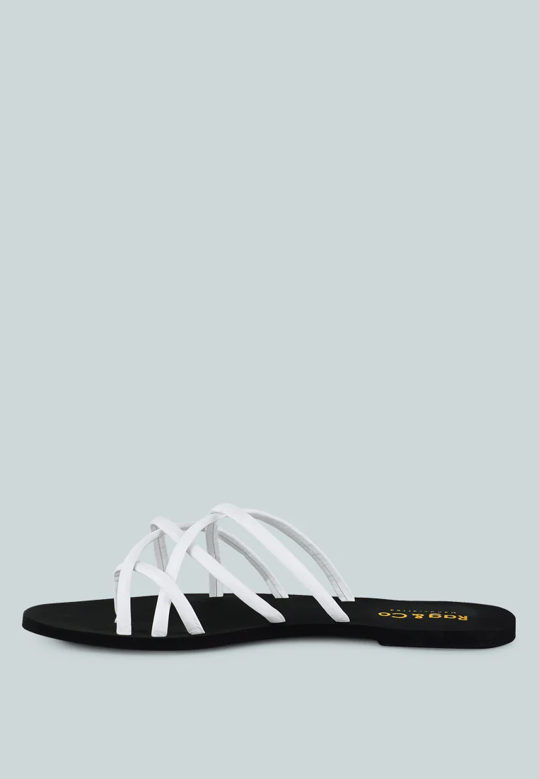 SWEETIN White Strappy Flat Slip On Sandals - Image 5
