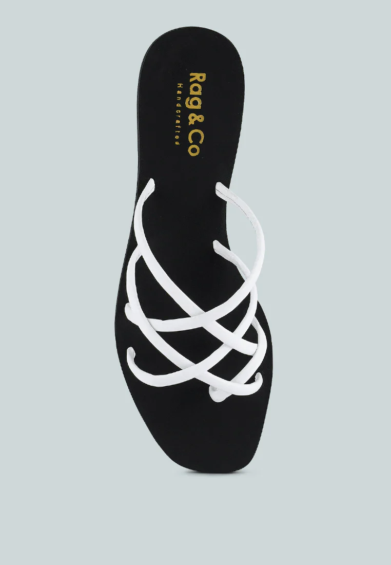 SWEETIN White Strappy Flat Slip On Sandals - Image 7