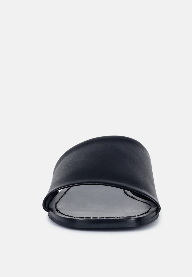 TATAMI Black Leather Classic Slide Flats - Image 3