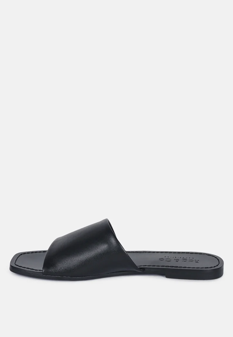 TATAMI Black Leather Classic Slide Flats - Image 4