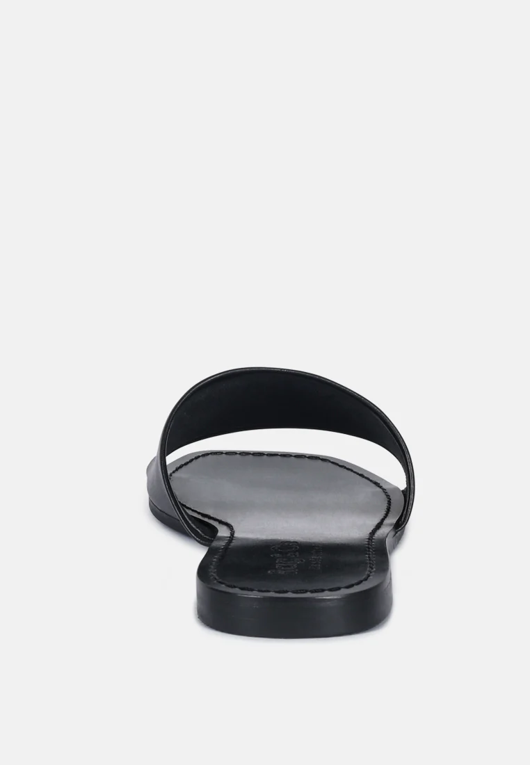 TATAMI Black Leather Classic Slide Flats - Image 5