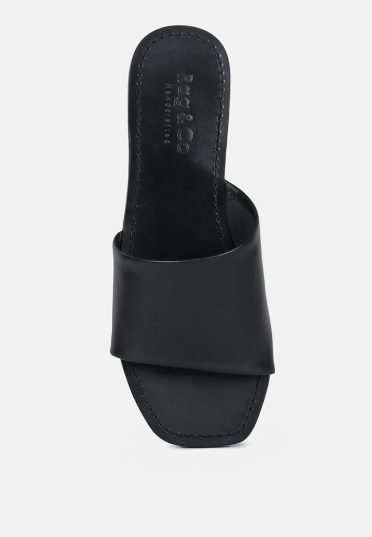 TATAMI Black Leather Classic Slide Flats - Image 6