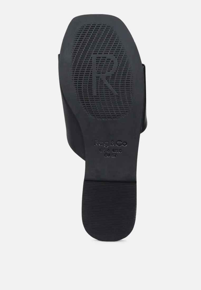 TATAMI Black Leather Classic Slide Flats - Image 7