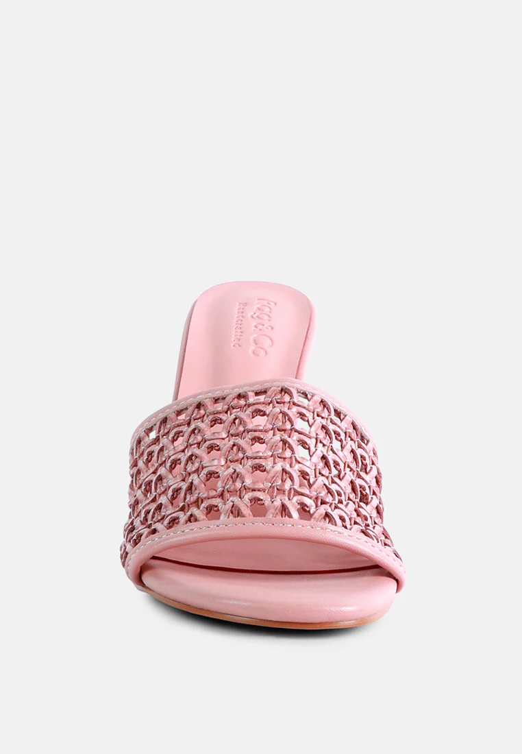 TEASE Pink Woven Stiletto Slides - Image 3