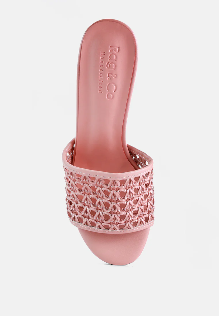 TEASE Pink Woven Stiletto Slides - Image 6