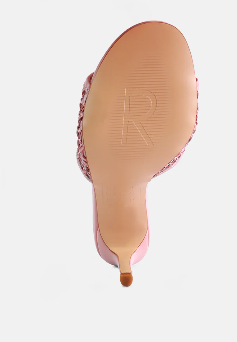 TEASE Pink Woven Stiletto Slides - Image 7