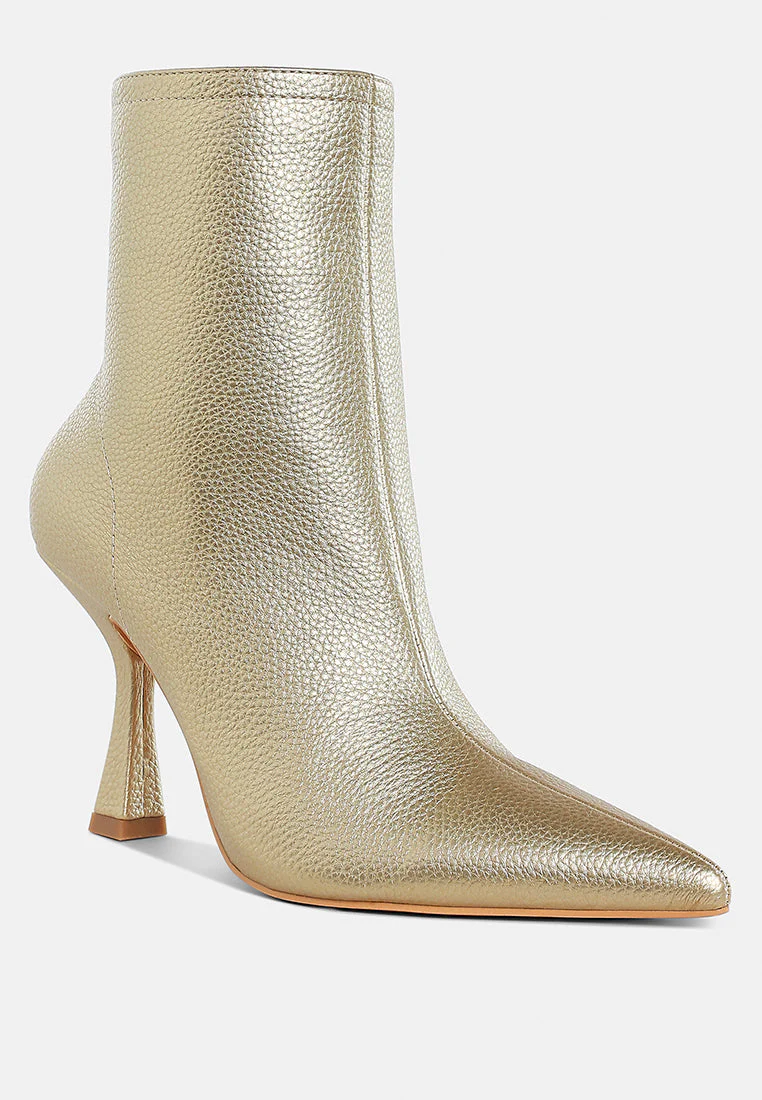 Tentia Metallic Pleather Spool Heel Boots - Image 7
