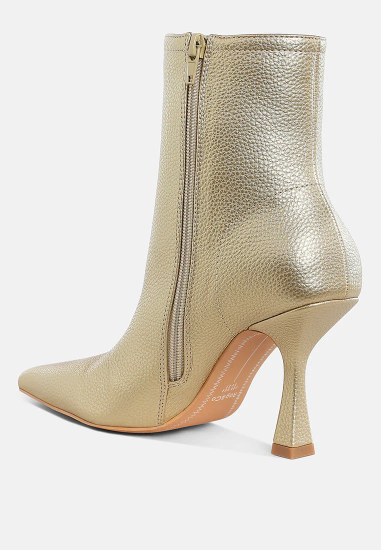 Tentia Metallic Pleather Spool Heel Boots - Image 8
