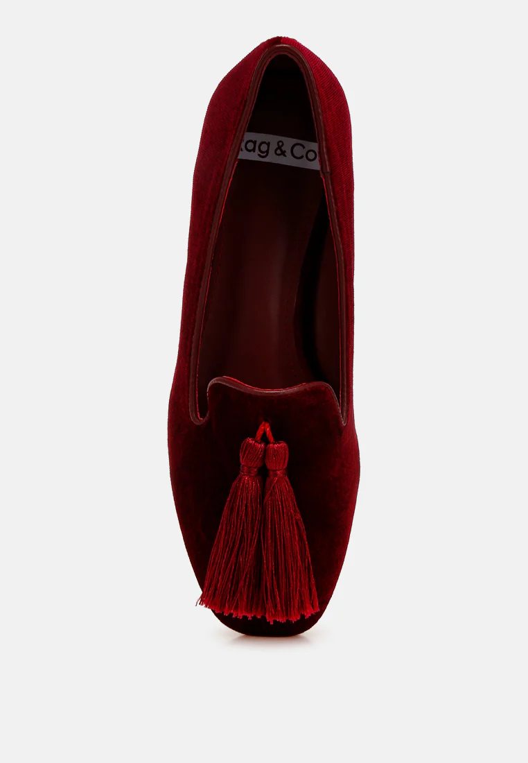Tromso Iconic Tassel Detail Velvet Loafers - Image 16