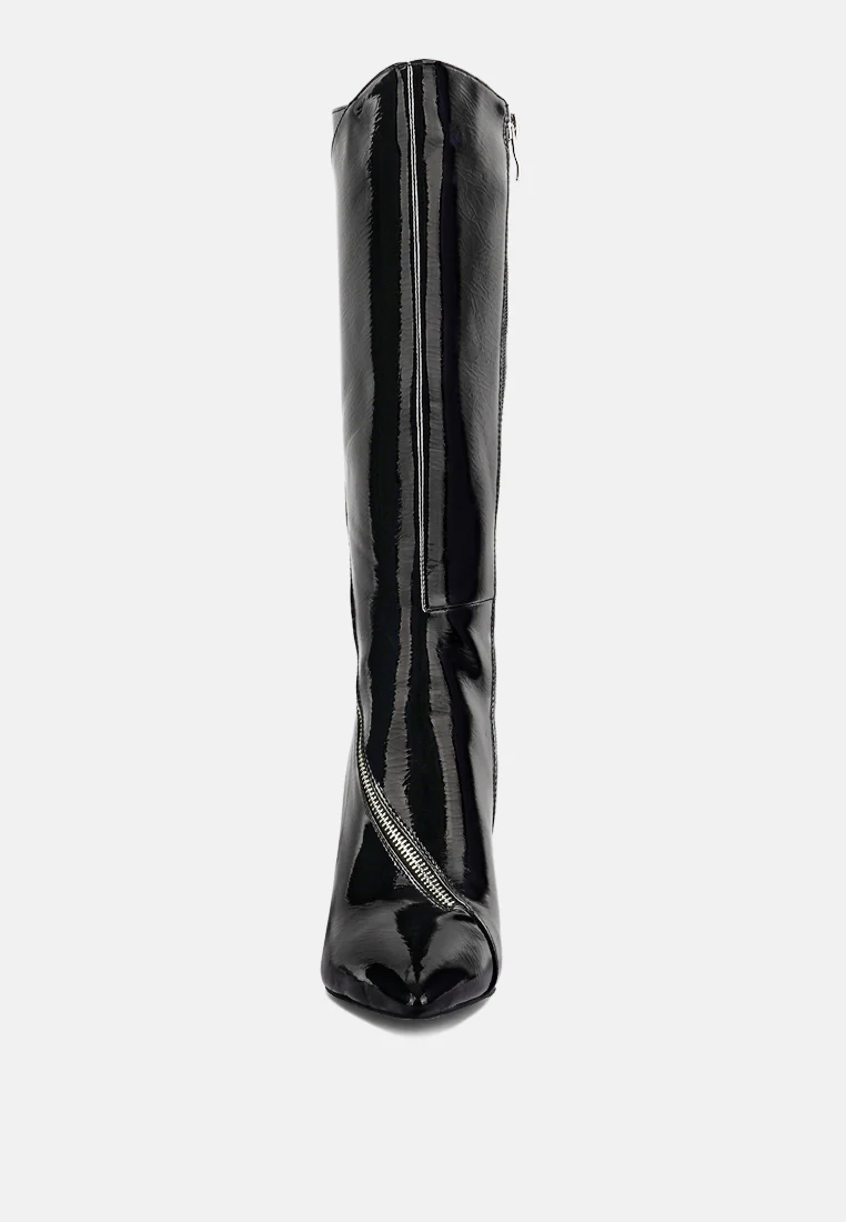 TSAROH Zip Around Calf Boot In Black - Image 3