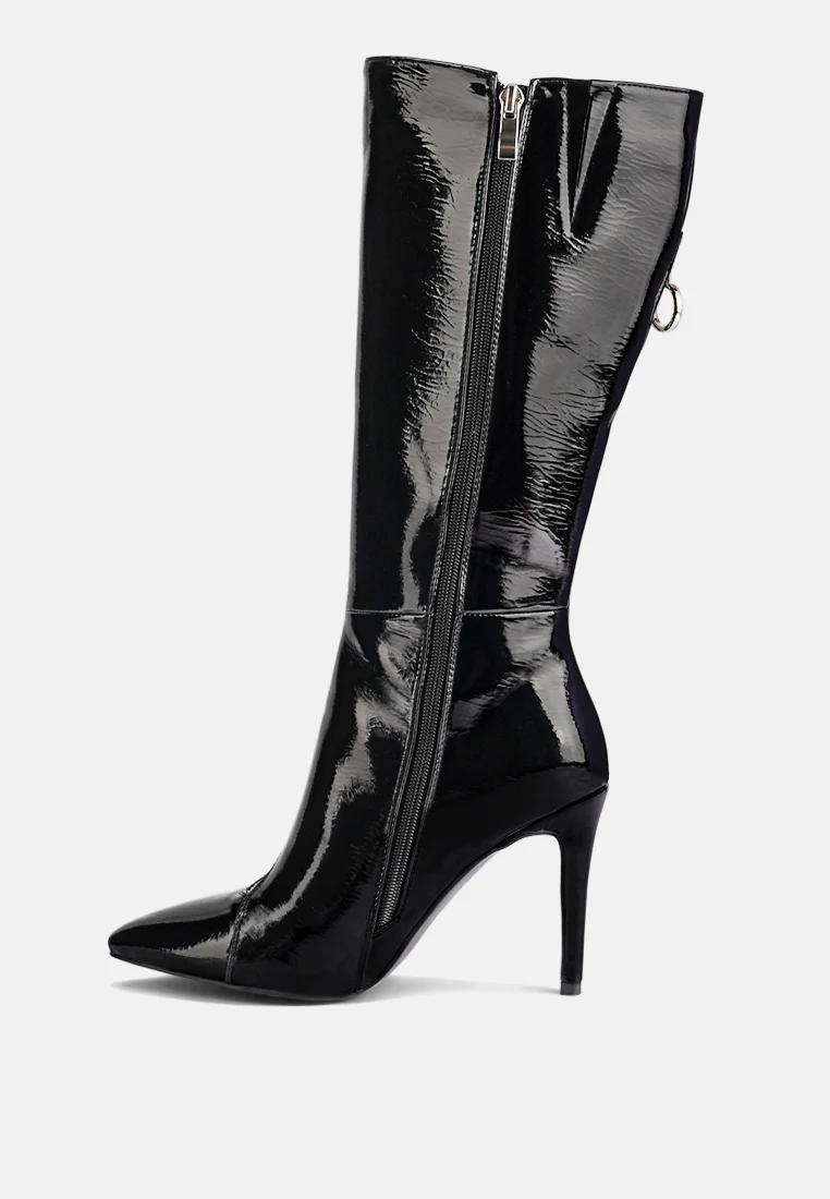 TSAROH Zip Around Calf Boot In Black - Image 4
