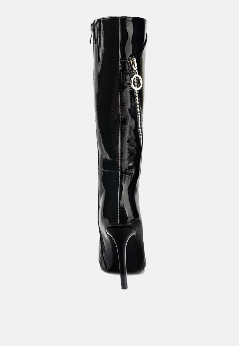 TSAROH Zip Around Calf Boot In Black - Image 5