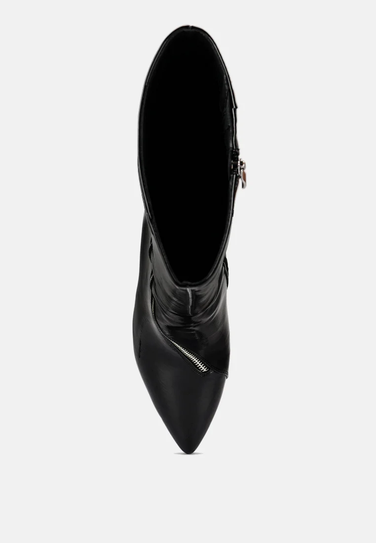 TSAROH Zip Around Calf Boot In Black - Image 6