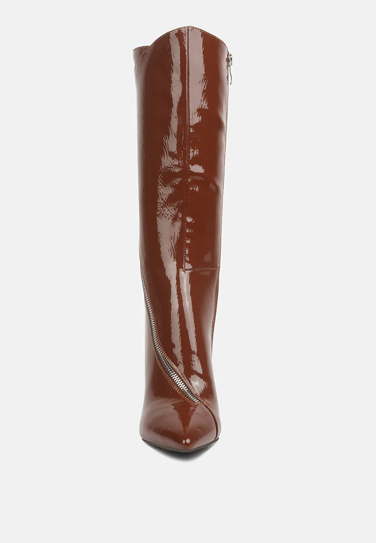 TSAROH Zip Around Calf Boot In Tan - Image 3