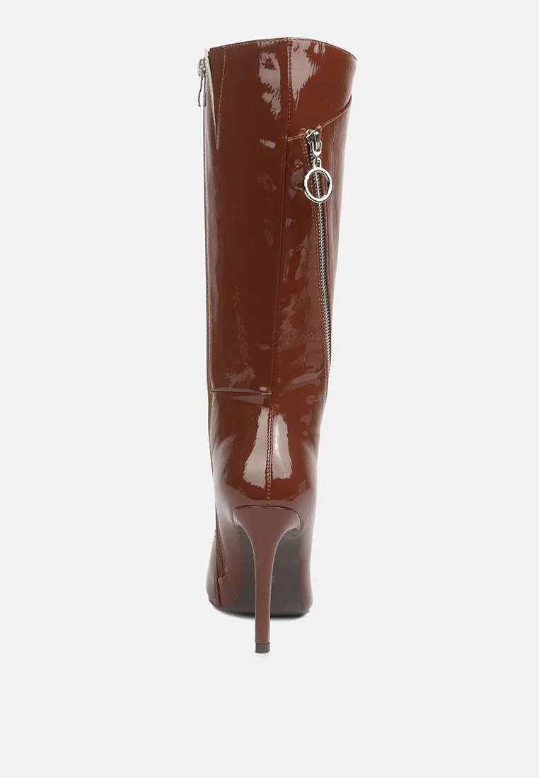 TSAROH Zip Around Calf Boot In Tan - Image 4