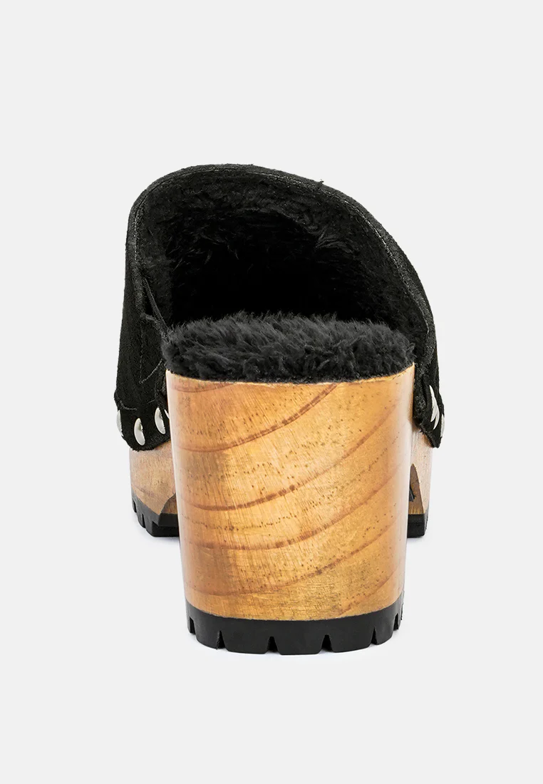TULLEY Suede Clogs Mules in Black - Image 5