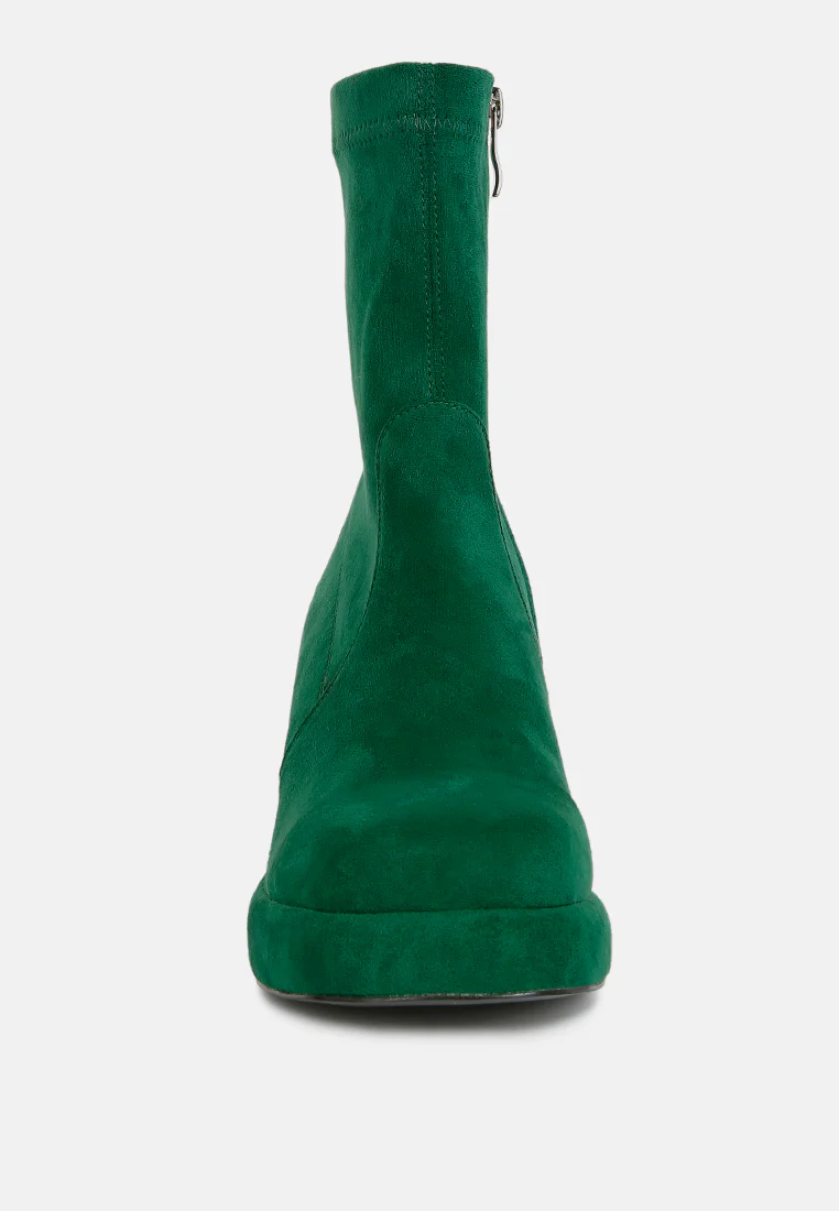 TWO-CUBES Dark Green Suede Platform Ankle Boots - Image 4