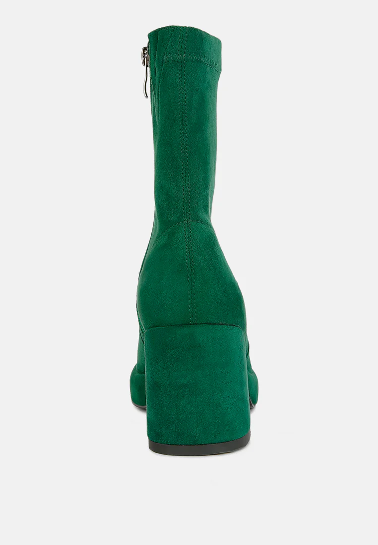 TWO-CUBES Dark Green Suede Platform Ankle Boots - Image 5