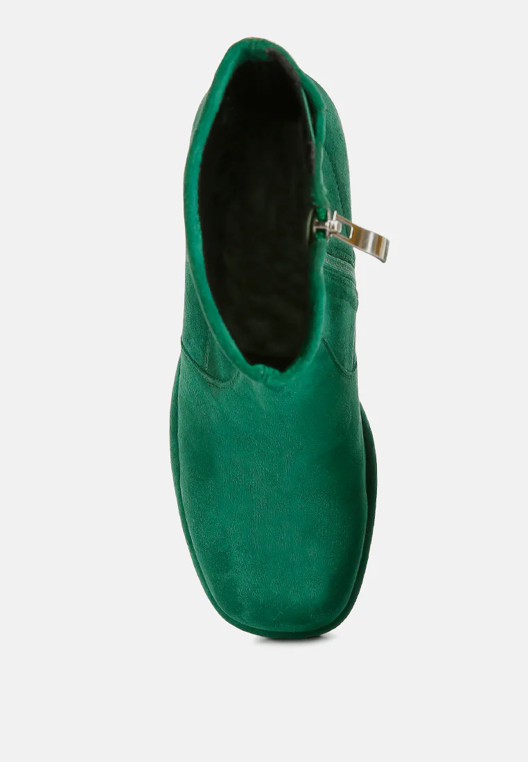 TWO-CUBES Dark Green Suede Platform Ankle Boots - Image 6