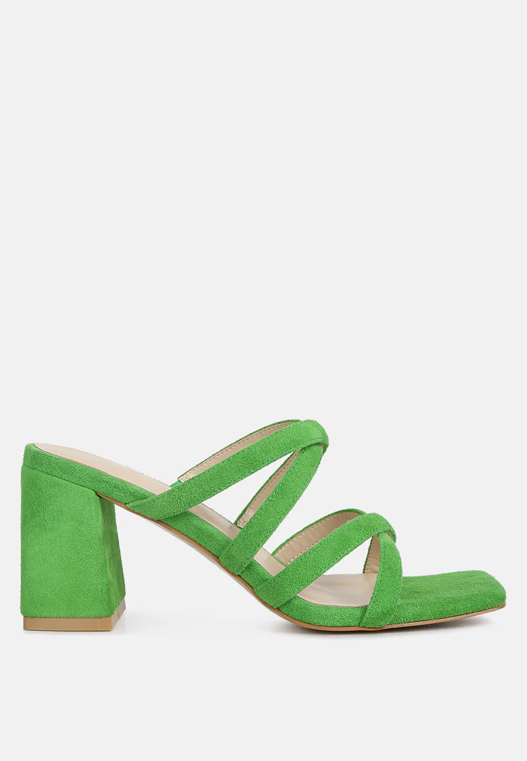 Valentina Strappy Casual Block Heel Sandals In Green - Image 2