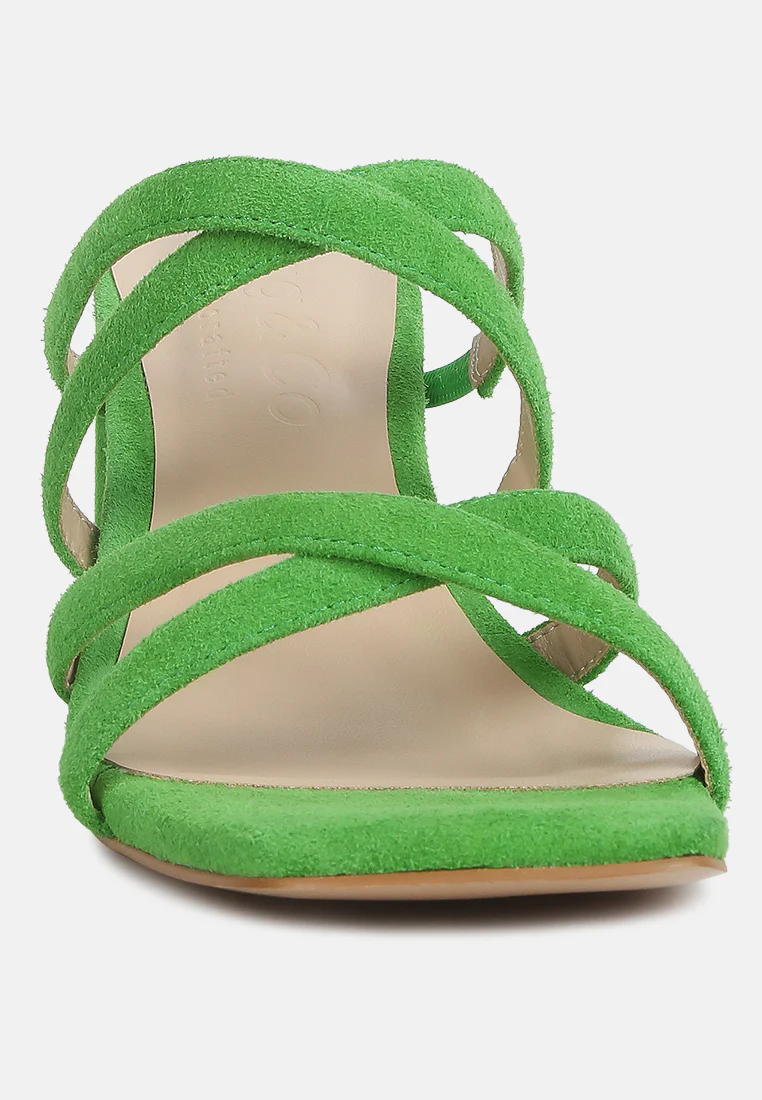 Valentina Strappy Casual Block Heel Sandals In Green - Image 3