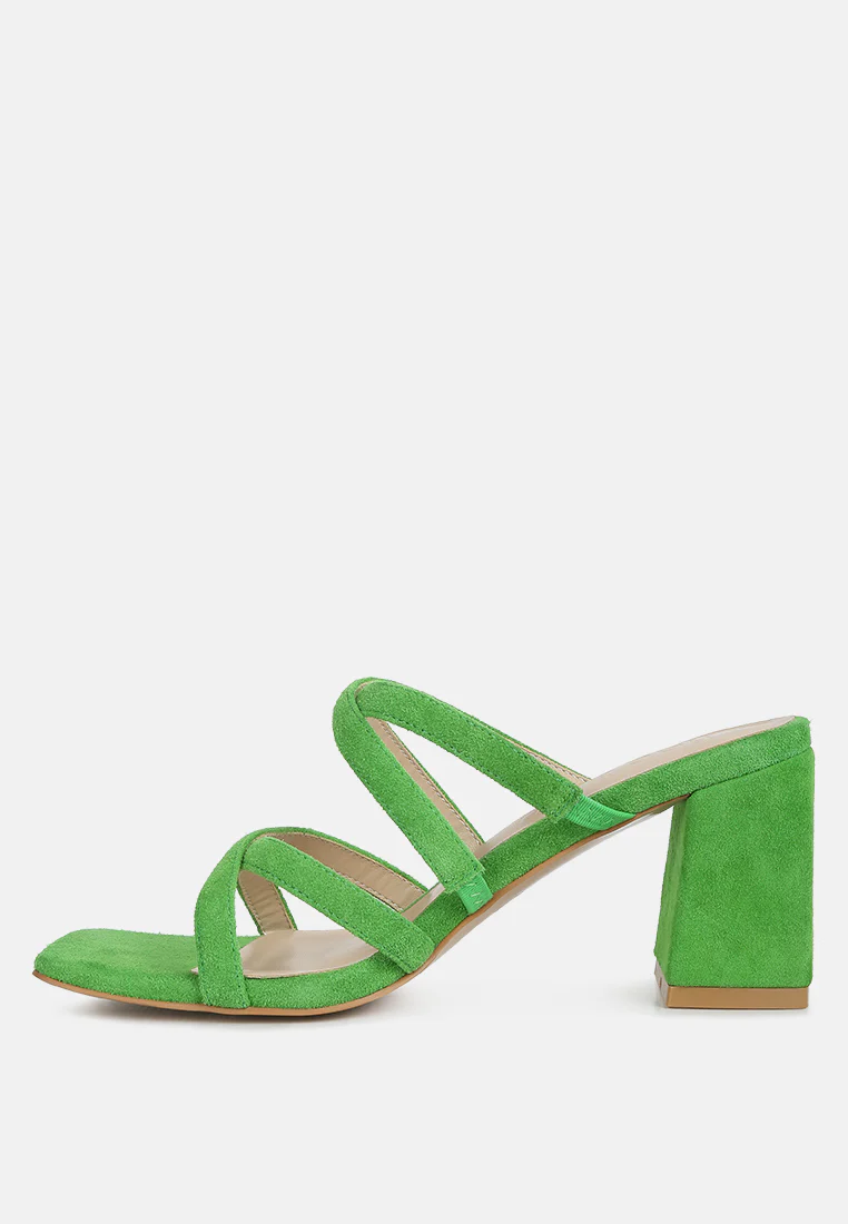 Valentina Strappy Casual Block Heel Sandals In Green - Image 4