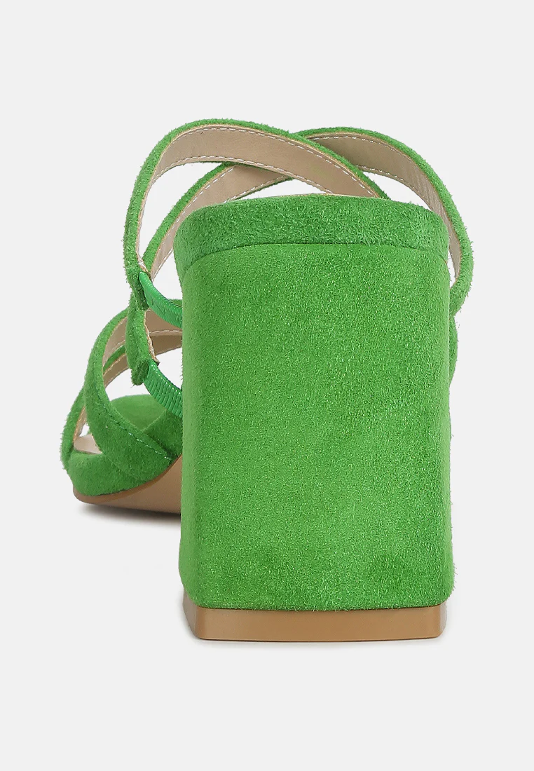 Valentina Strappy Casual Block Heel Sandals In Green - Image 5