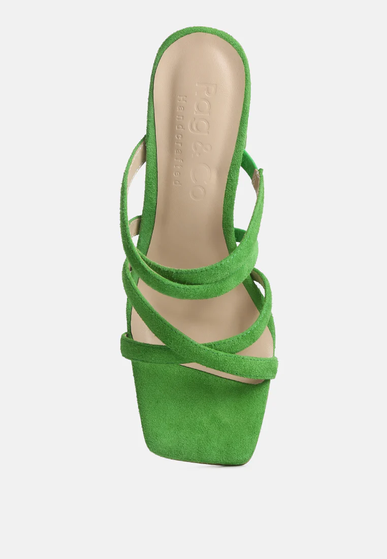 Valentina Strappy Casual Block Heel Sandals In Green - Image 6
