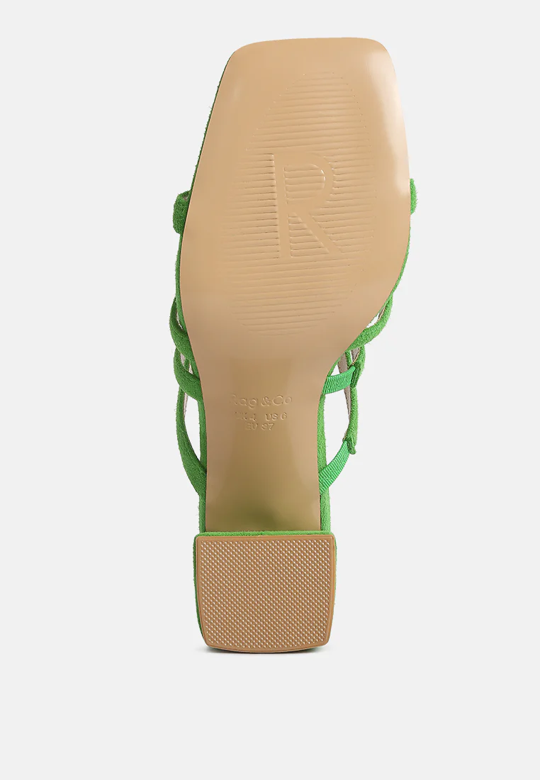 Valentina Strappy Casual Block Heel Sandals In Green - Image 7