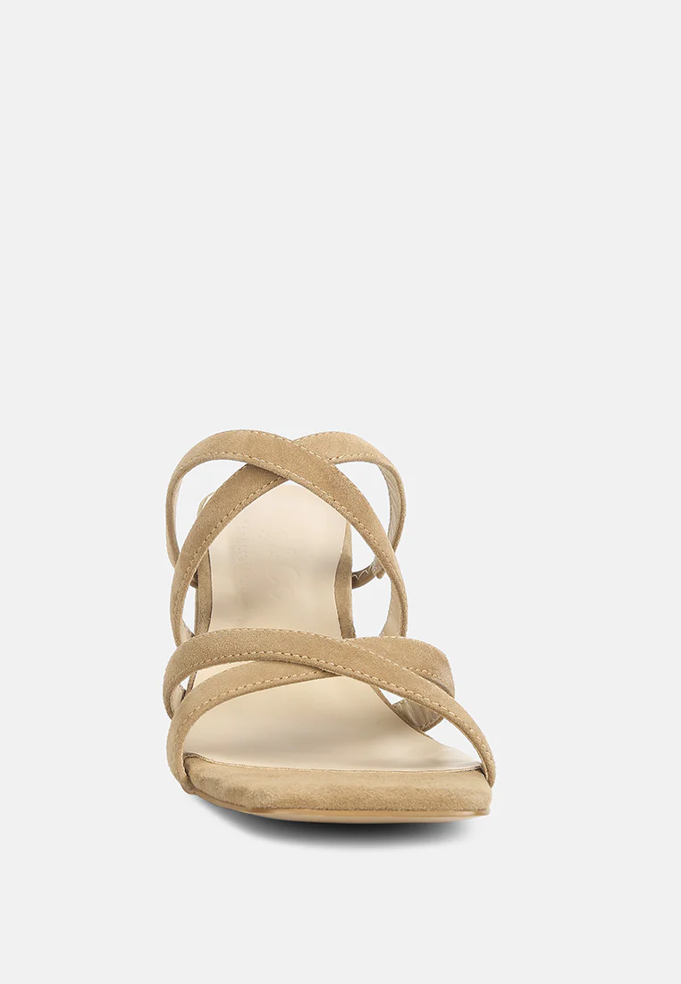 Valentina Strappy Casual Block Heel Sandals In Tan - Image 3