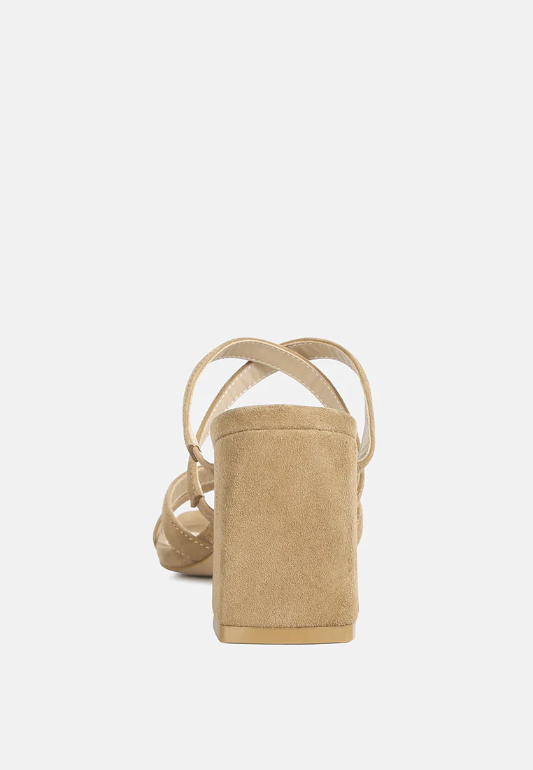 Valentina Strappy Casual Block Heel Sandals In Tan - Image 5