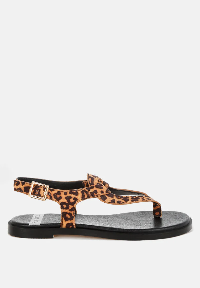 Venusa Leopard Print Buckled Flats