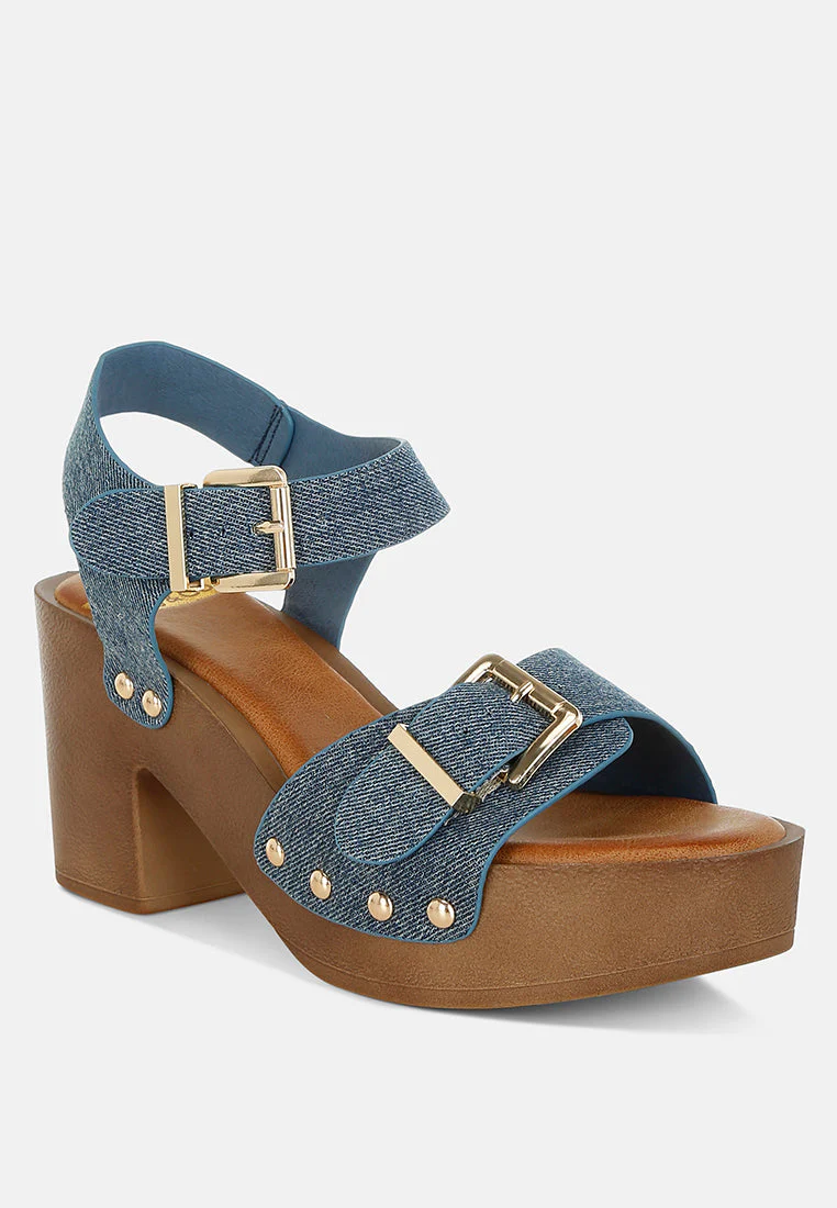 Vipasa Studded Denim Clog Sandals - Image 2