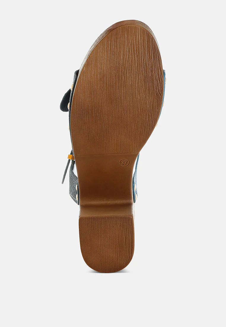 Vipasa Studded Denim Clog Sandals - Image 5