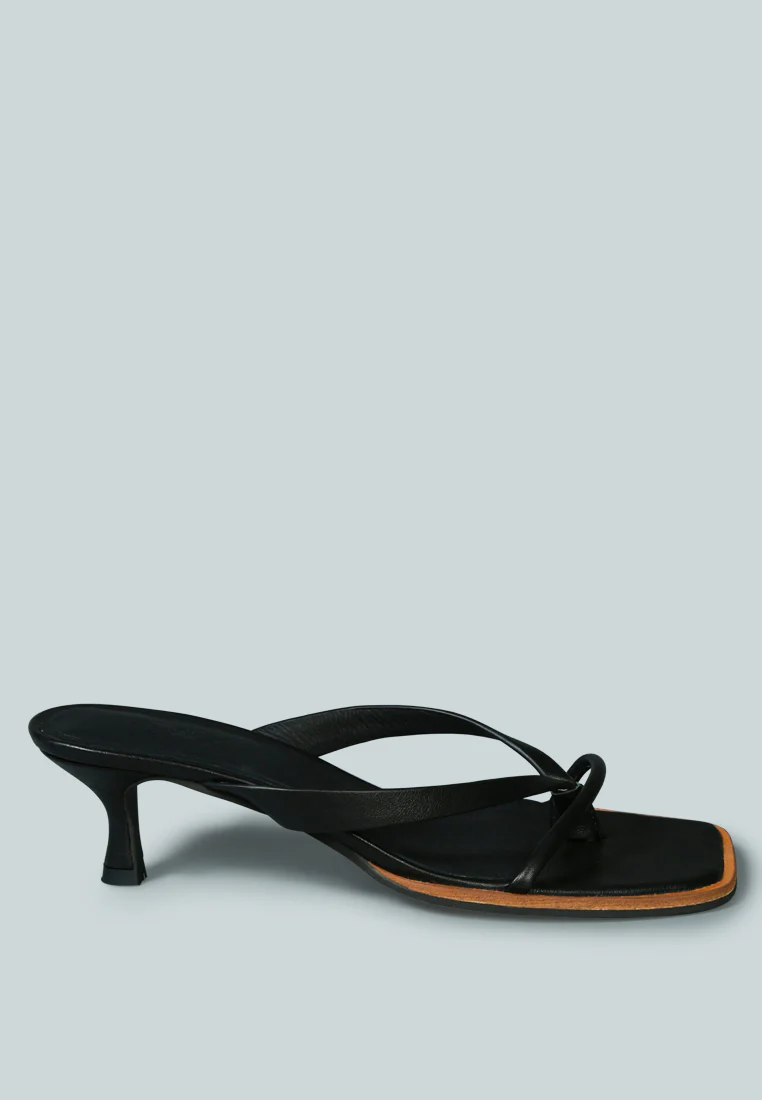 WINSLET Heeled Thong Sandal in Black - Image 2