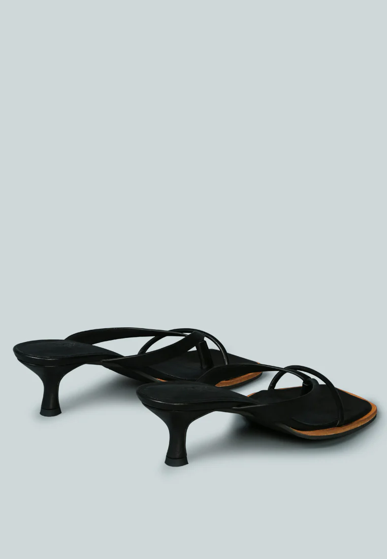 WINSLET Heeled Thong Sandal in Black - Image 4