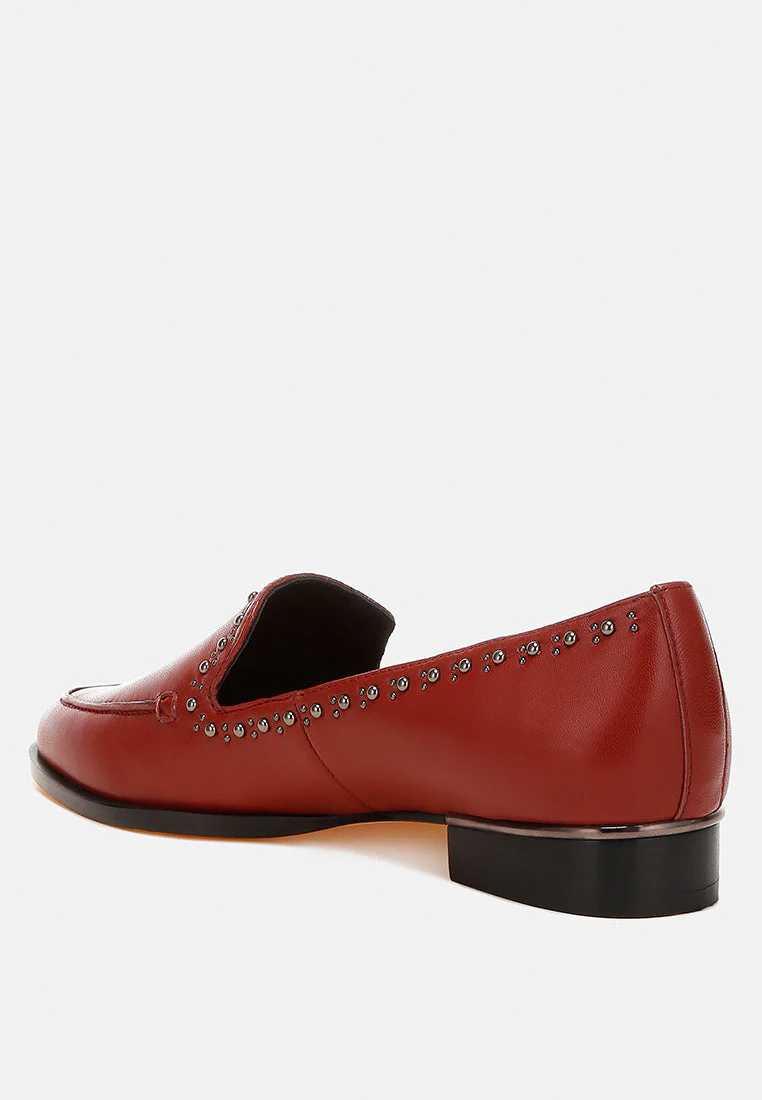 Wolferton Delicate Stud Detail Leather Loafers - Image 10