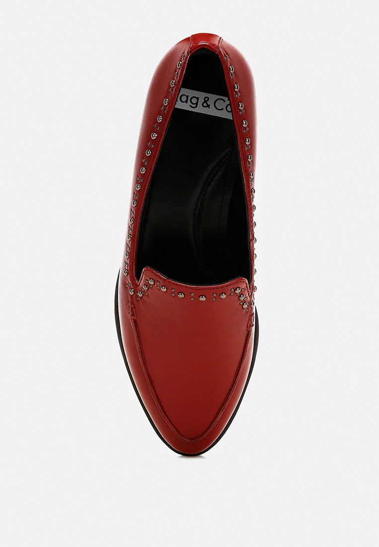 Wolferton Delicate Stud Detail Leather Loafers - Image 11