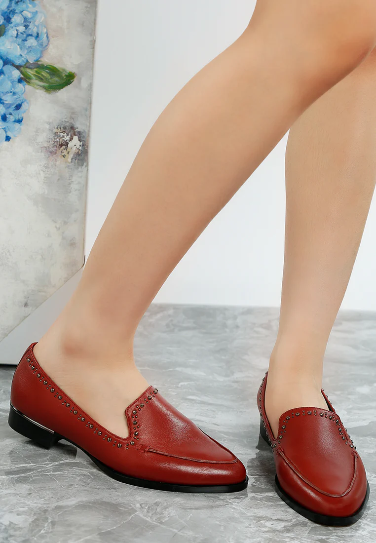 Wolferton Delicate Stud Detail Leather Loafers - Image 13