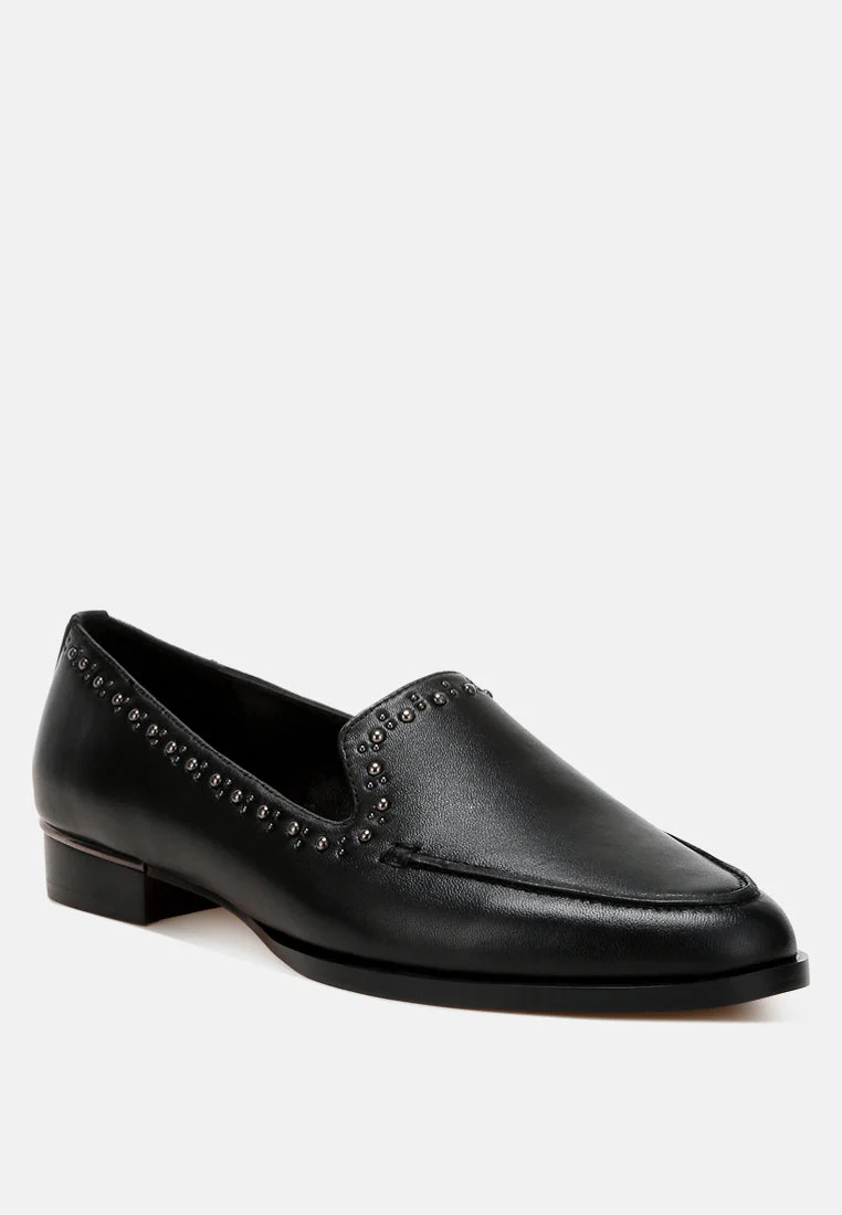 Wolferton Delicate Stud Detail Leather Loafers - Image 14