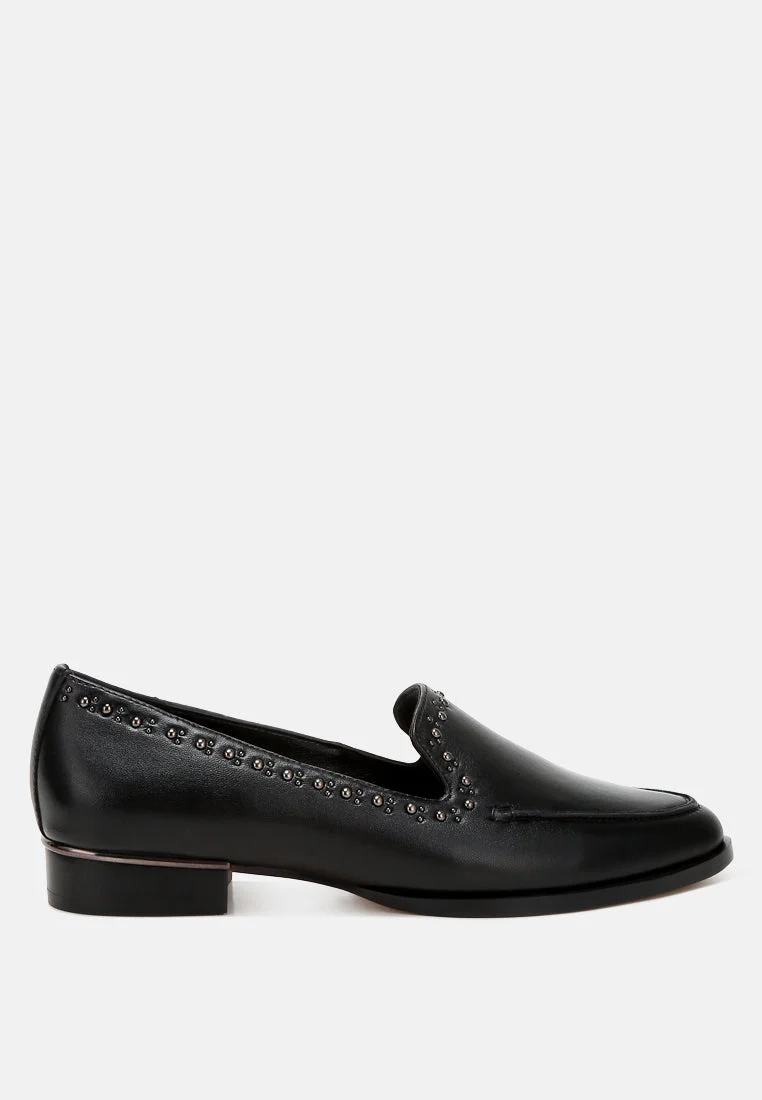 Wolferton Delicate Stud Detail Leather Loafers - Image 15