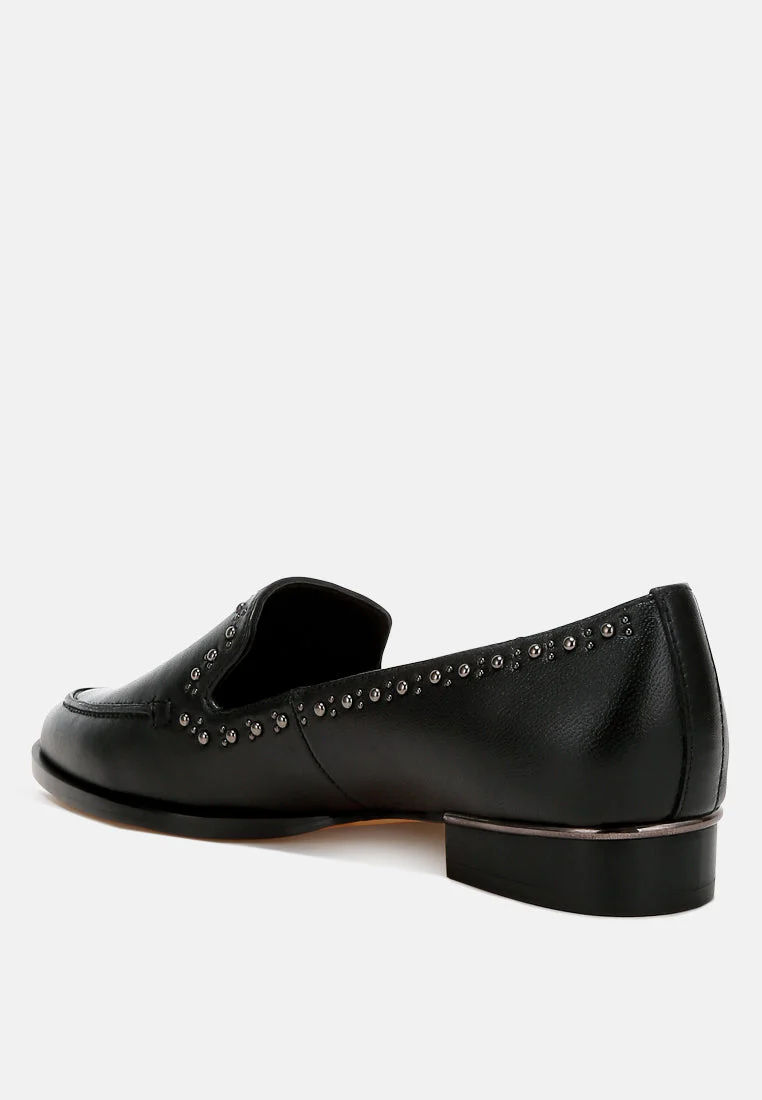 Wolferton Delicate Stud Detail Leather Loafers - Image 16