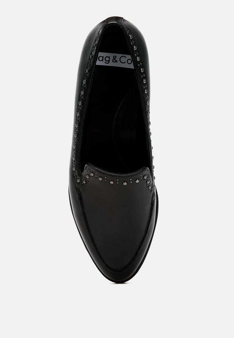 Wolferton Delicate Stud Detail Leather Loafers - Image 17