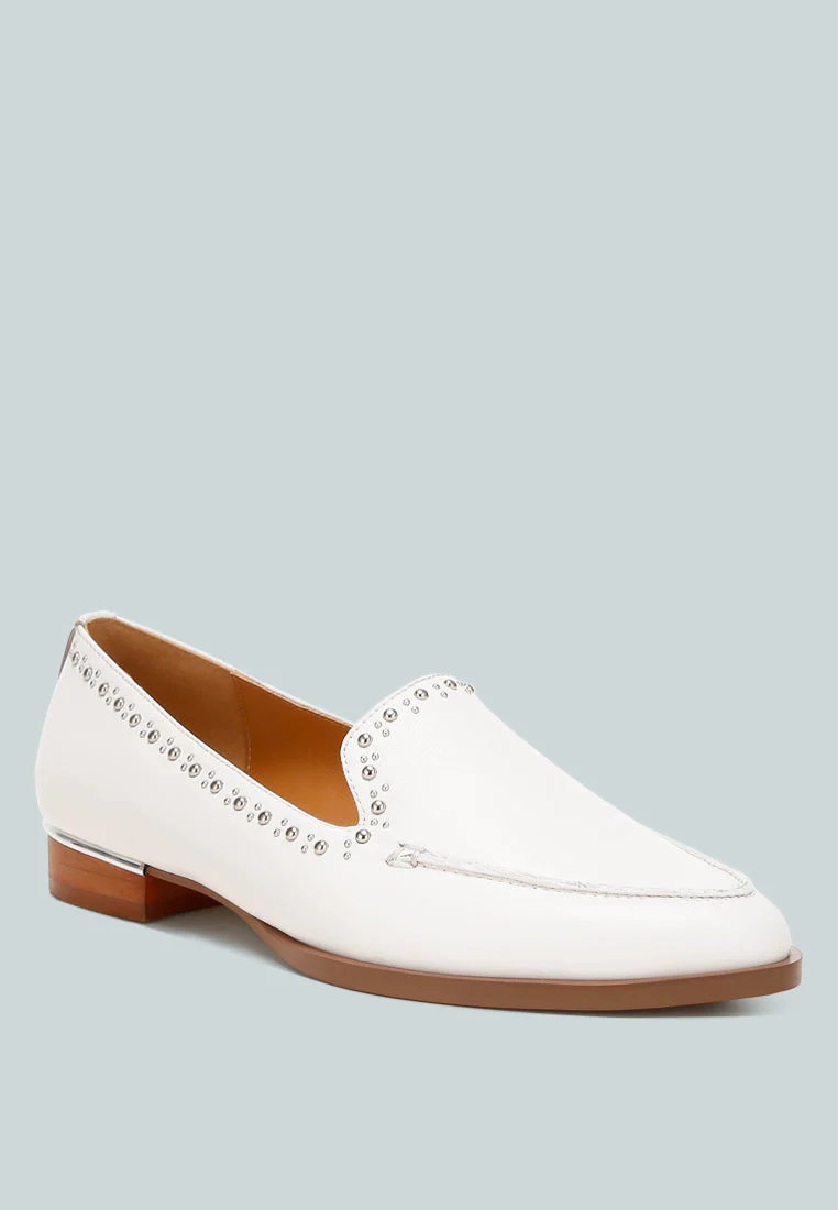Wolferton Delicate Stud Detail Leather Loafers - Image 2