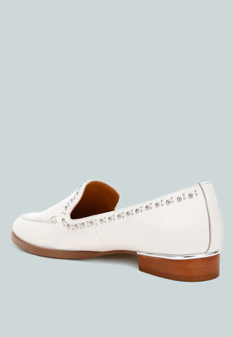 Wolferton Delicate Stud Detail Leather Loafers - Image 3