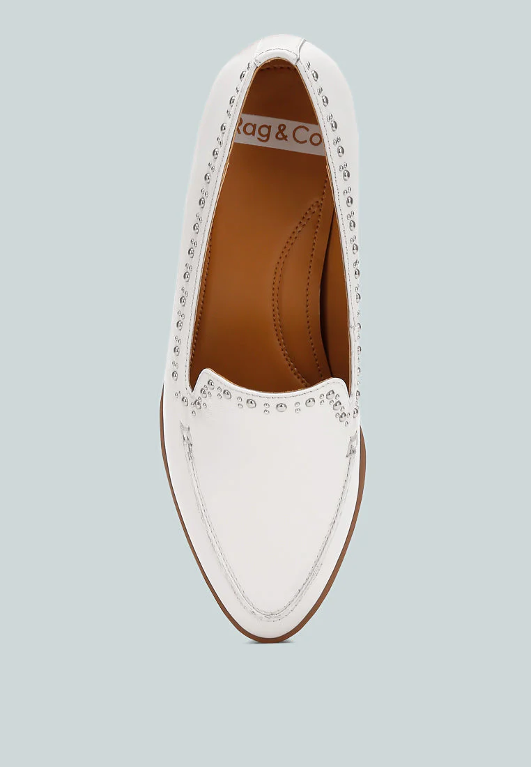 Wolferton Delicate Stud Detail Leather Loafers - Image 4