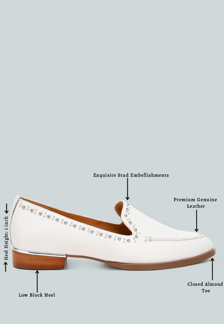 Wolferton Delicate Stud Detail Leather Loafers - Image 6