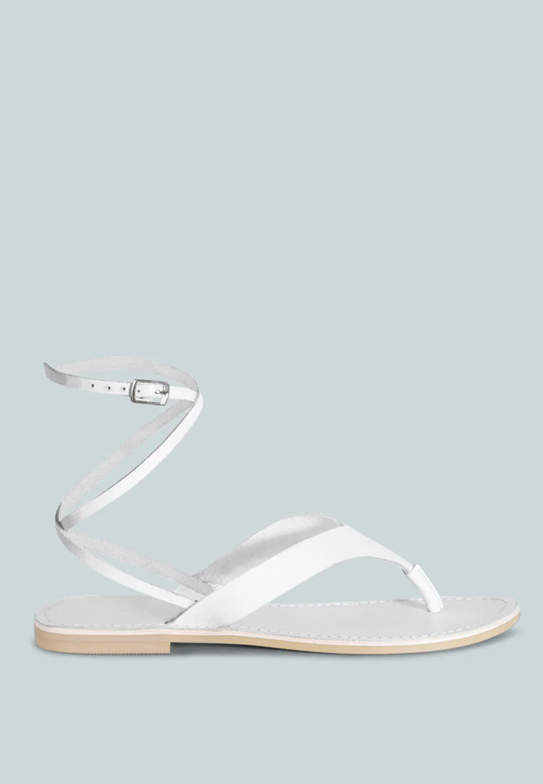 WRAP-UP Tie around White Flat Sandals - Image 2